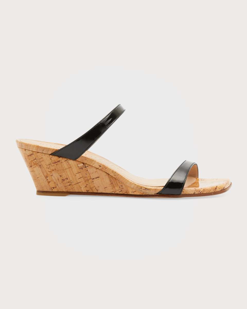 Aleena Patent Two Band Wedge Sandals